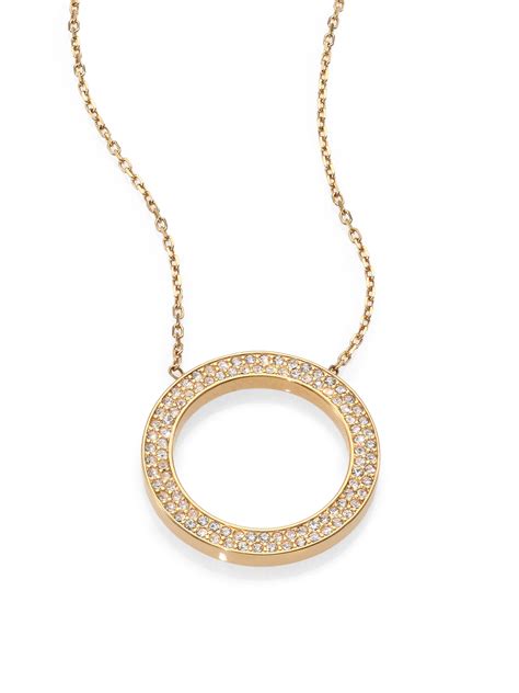 michael kors gold circle necklace|michael kors sterling silver necklace.